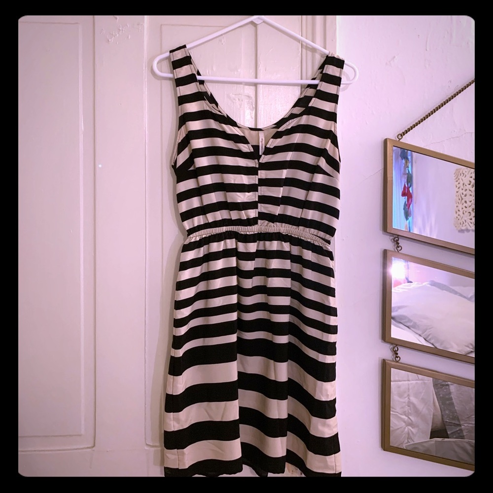 Black and white striped dress